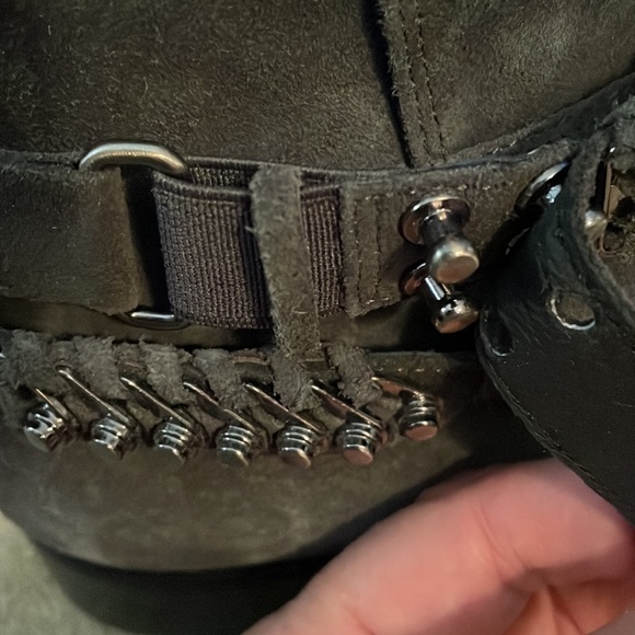Gray Suede Ankle boots with wrap around chain detail - Picture 3 of 8